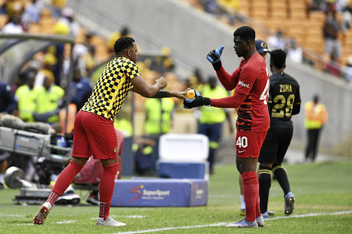 Itumeleng Khune and Daniel Akpeyi of Kaizer Chiefs.