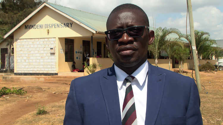 County Nursing officer Edward Mumbo speaks to the media in an interview at Mvindeni health dispensary, Msambweni constituency, in Kwale county on April 15