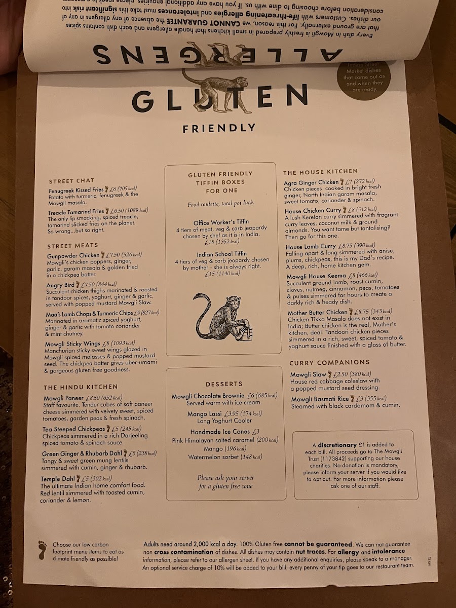 Mowgli Street Food gluten-free menu