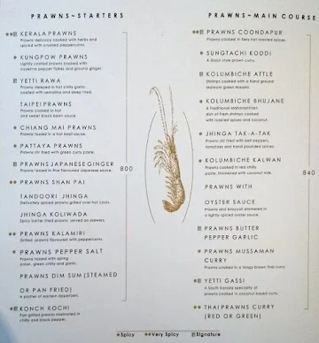 Ivy Restaurant and Banquets menu 