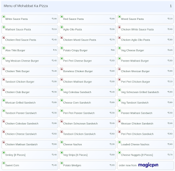 Mohabbat Ka Pizza menu 