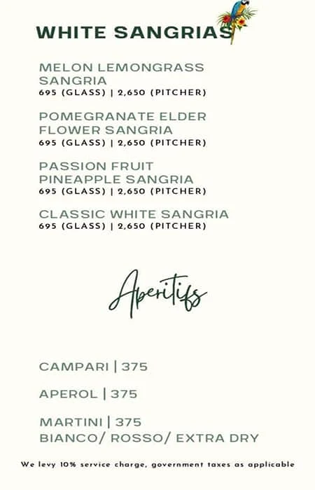 Unplugged Courtyard menu 