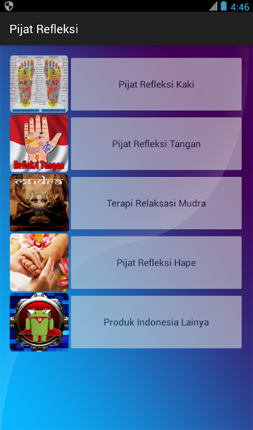 Android application Pijat Refleksi screenshort