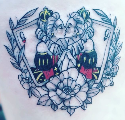 Paired Queen Of Hearts Tattoo