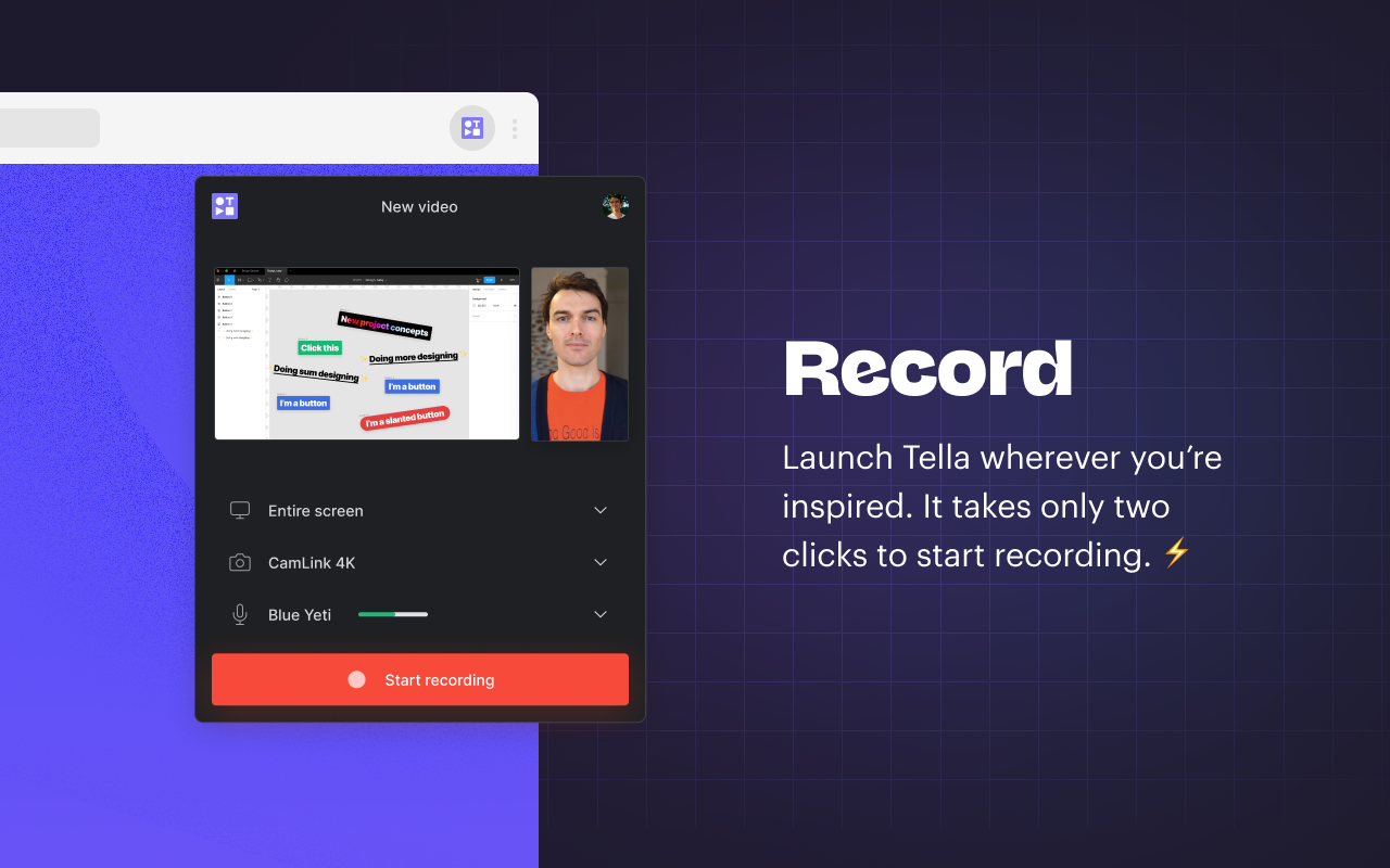 Tella for Chrome - Screen and Camera Recorder Preview image 3