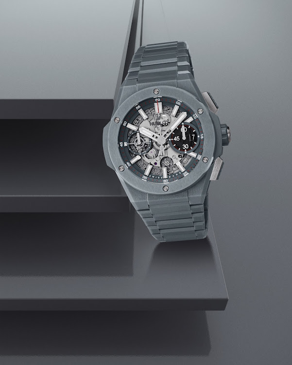 The Hublot Big Bang Integral Ceramic, pictured here in grey, is water resistant up to 100m.