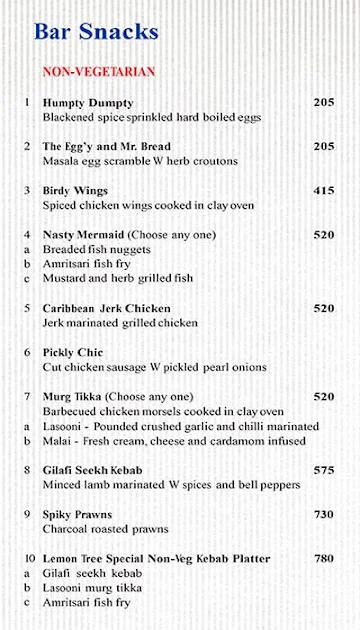 Slounge menu 