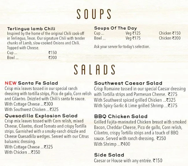 Chili's Grill & Bar menu 