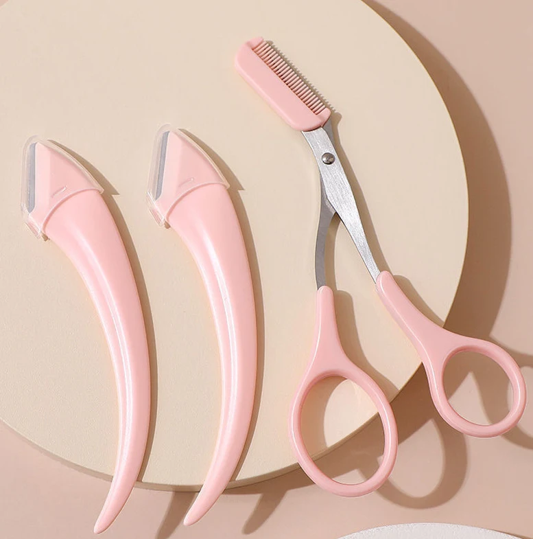 Cuchillo para recortar cejas con peine curvado en forma de luna, pequeño, herramientas de belleza y gadgets.