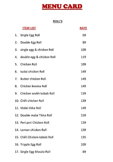 Rolls & More Hub menu 