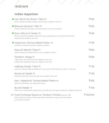 Food Exchange - Novotel menu 