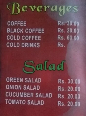 Raj Restaurant menu 