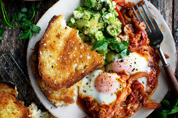 Shakshuka with Feta &amp; Avocado Salad