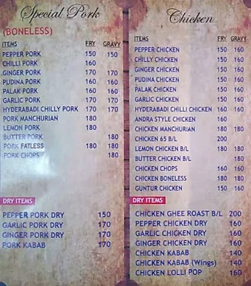 Chandrappa Hotel menu 