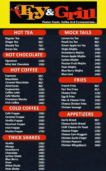 Fry And Grill menu 