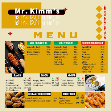 Mr. Kimm's menu 