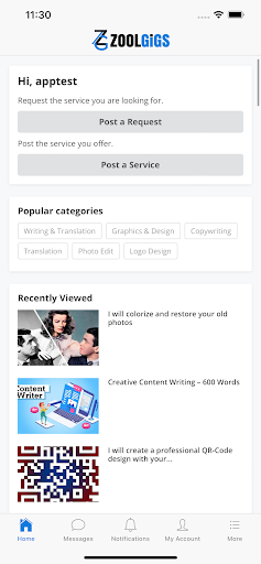 Screenshot ZoolGigs – Freelancers Marketp