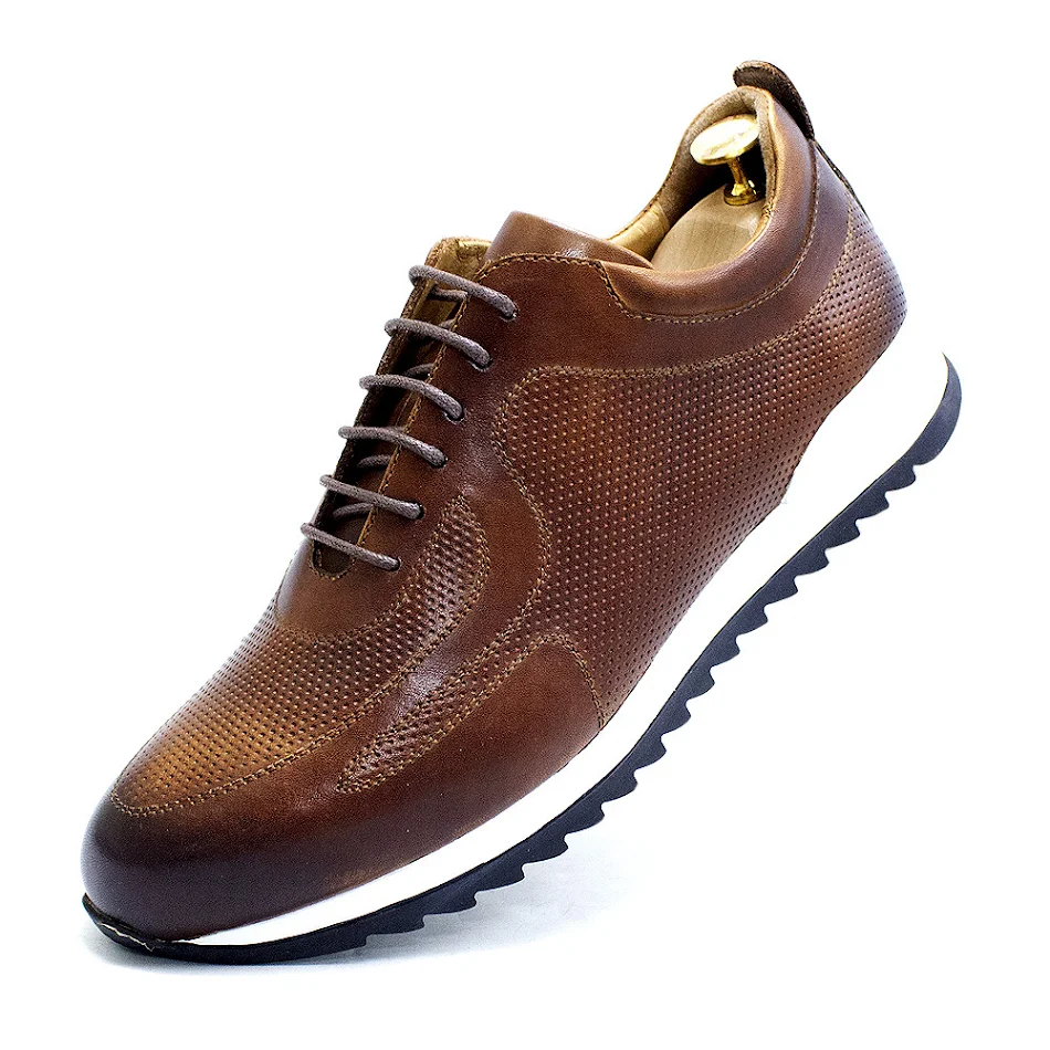 Zapatos casuales de piel de vacuno para hombre, suela gruesa y en relieve, transpirables, para todas las estaciones, diseño de moda.