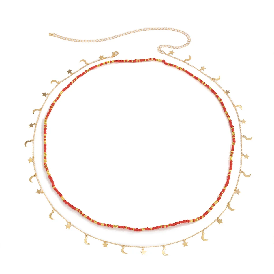Corrente de corpo com contas e pingentes Xingyue, ideal para trajes. Acessório elegante que valoriza o corpo, adicionando um toque sensual e sofisticado.