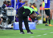 Bernard Molekwa, coach of Polokwane City reacts during the Absa Premiership 2017/18 football match between Polokwane City and Kaizer Chiefs at Peter Mokaba Stadium, Polokwane on 31 October 2017.