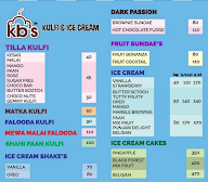 Kb's Kulfi & Icecream menu 1