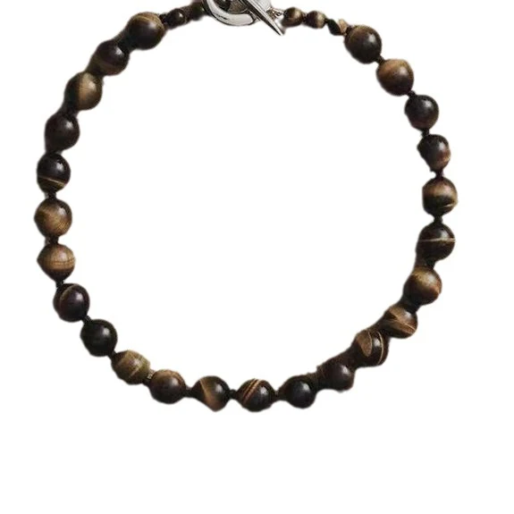 Collar de cuentas de ojo de tigre Cool Style para parejas con cuentas redondas naturales, perfecto para combinar y lucir genial.
