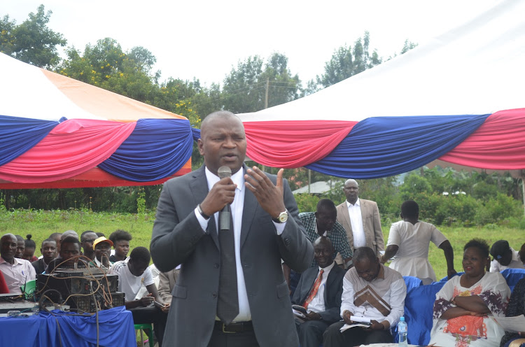 Ex-Sports CS Rashid Echesa during a funeral in Matungu subcounty on Saturday.