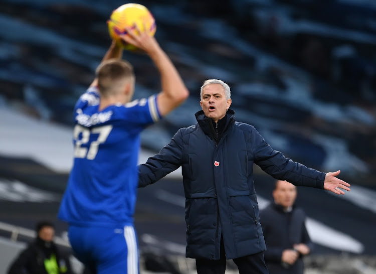 Tottenham Hotspur manager Jose Mourinho reacts during the match.