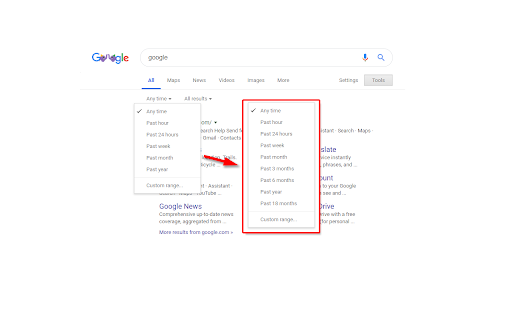 Google Search date range shortcut (구글 검색 날짜 범위 추가)