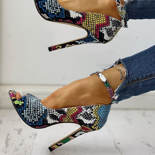 Title 5, High Stiletto Heel Snake Pattern Womens Shoes ...