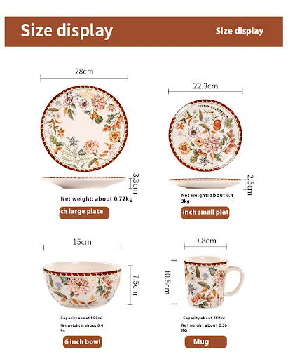 Title 4, Retro Ceramic Plate for Western Food, Steak, La...