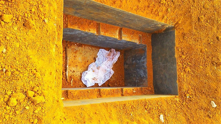 The empty grave where Fatuma Mwero, 72 was buried in February this year. Her body was exhumed by unknown people on Monday night.