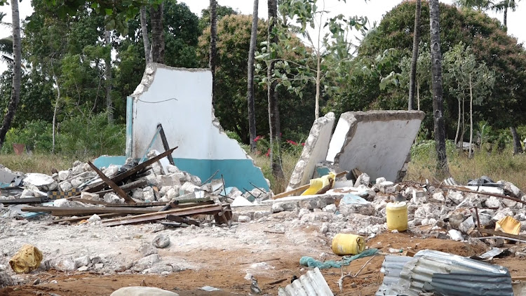 One of the houses that was demolished at Msabaha in Malindi subcounty