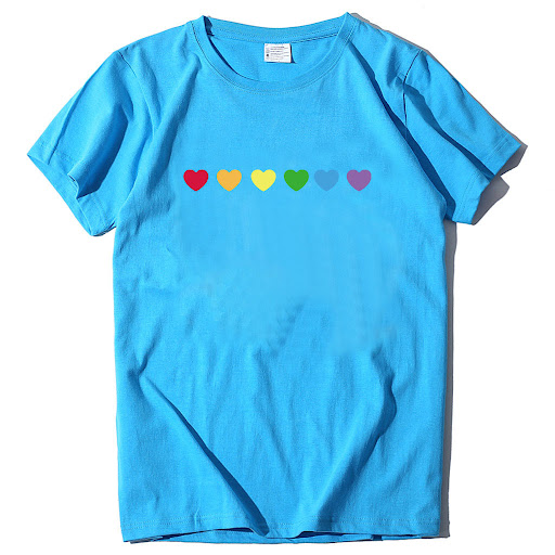 Title 4, Heart-shaped Rainbow Print Top Short-sleeved T-...