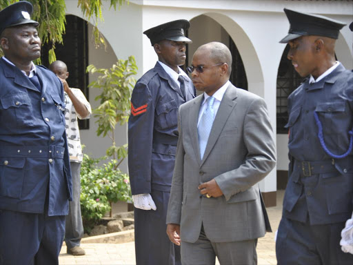 A file photo of Kilifi Governor Amason Kingi inspects a guard of honour outside the county assembly hall. /FILE