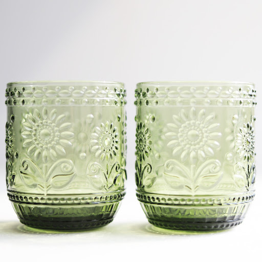 Title 6, Vintage Relief Glass Cup Flower Pattern, enjoy ...