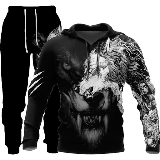Title 4, The New Wolf 3D Print Hooded Sweatshirt Suit, U...