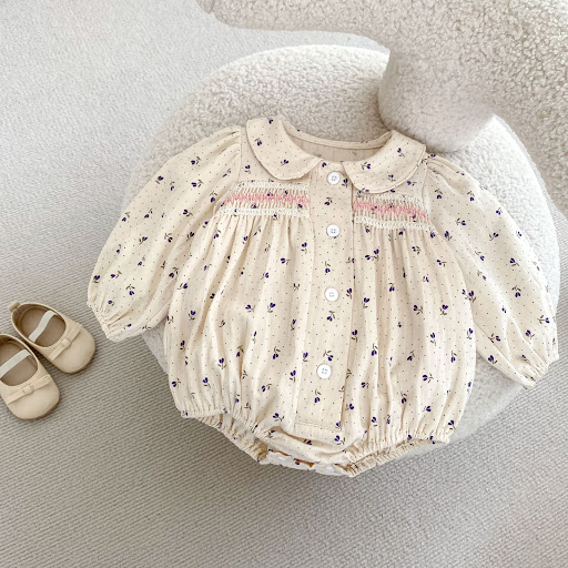 Title 9, Barboteuse bébé fille en pur coton à pois, vête...