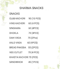 Sharma Snacks menu 1