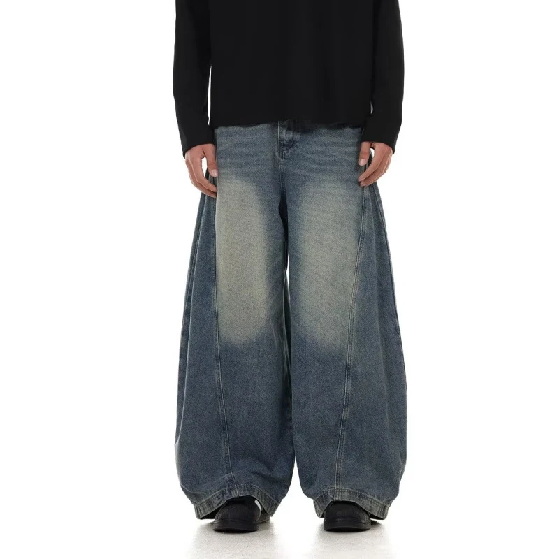 Jeans larghi da uomo con design retrò americano lavato Comfort e stile senza compromessi Gamba ampia per un look casual e alla moda Perfetti per ogni occasione