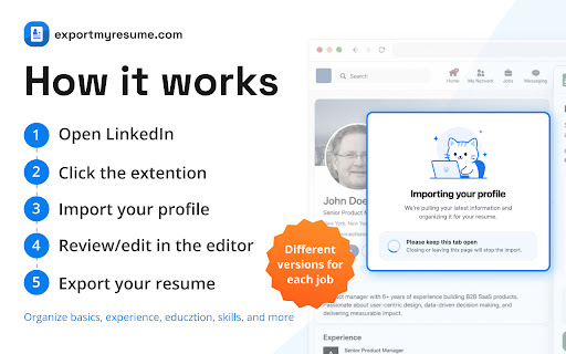 ExportMyResume — LinkedIn Profile to PDF screenshot 3