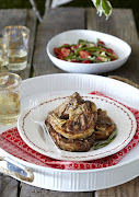 Herb-marinated lamb chops with bean, strawberry and feta salad.