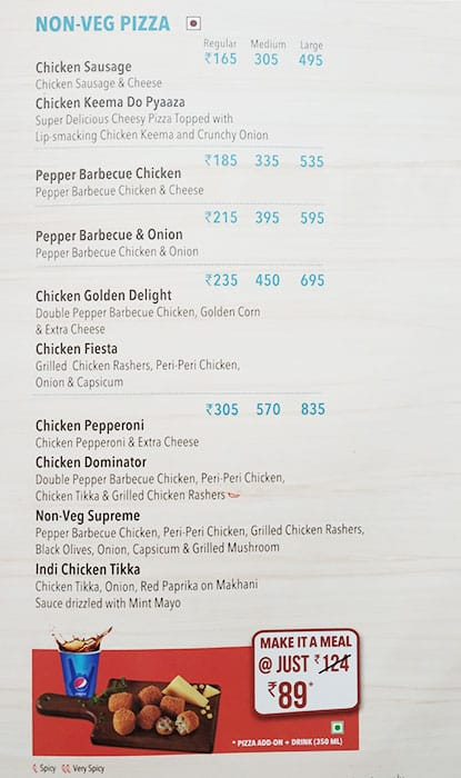 Domino's Pizza menu 