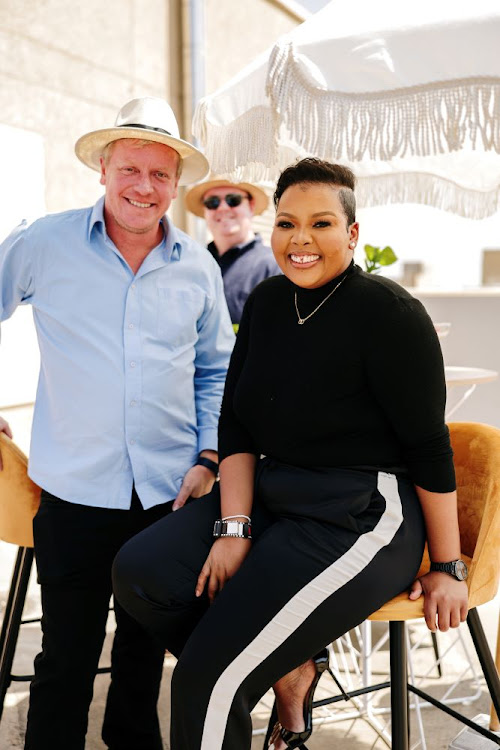 Radio and television personality Anele Mdoda with guest at Netflix Saftas event last Friday.