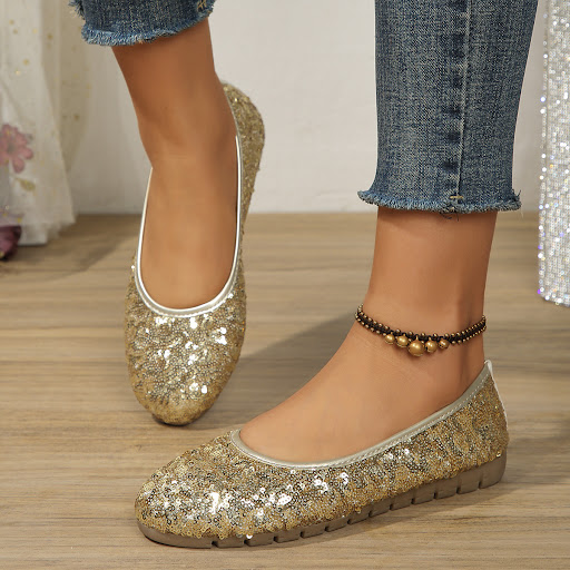 Title 2, Springs New Round Head Sequined Flat Bottom Pu...