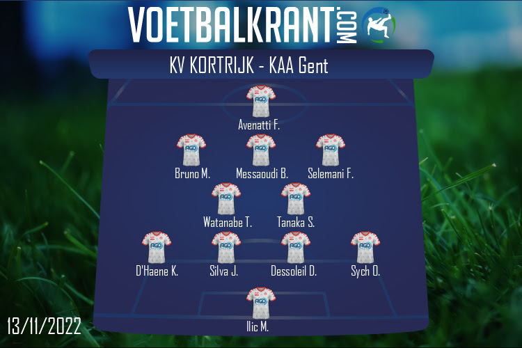 Opstelling KV Kortrijk | KV Kortrijk - KAA Gent (13/11/2022)