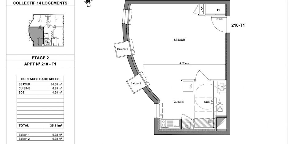 Vente appartement 1 pièce 35 m² à Rennes (35000), 335 335 €