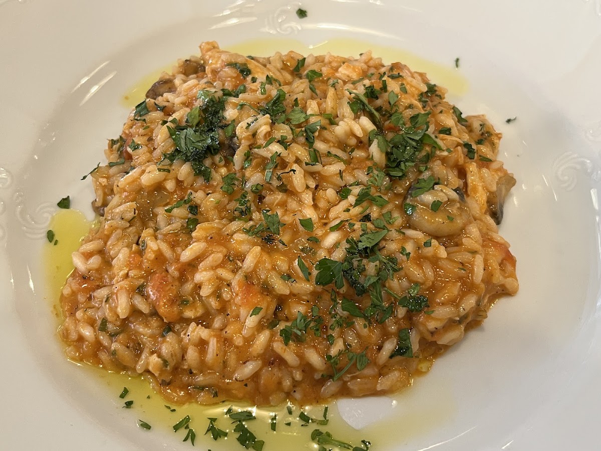 Risotto (tomato base, mushrooms)