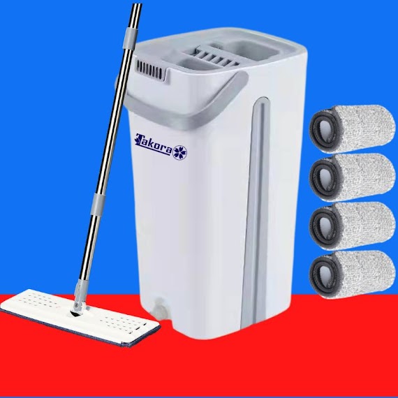 Bộ Chổi Lau Nhà Tự Vắt Thông Minh Mop Takora Xoay 360 Độ, Bộ Cây Lau Nhà Tự Vắt Chính Hãng Cao Cấp