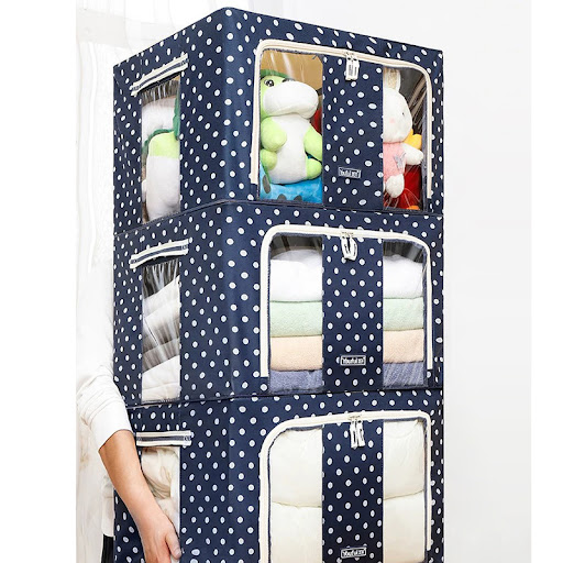 Title 3, Polka Dot Oxford Cloth Storage Box Fabric Stora...